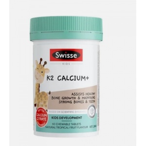 Swisse 儿童长颈鹿钙Kids K2 Calcium+ 60 Chewable Tablets【2027.05】